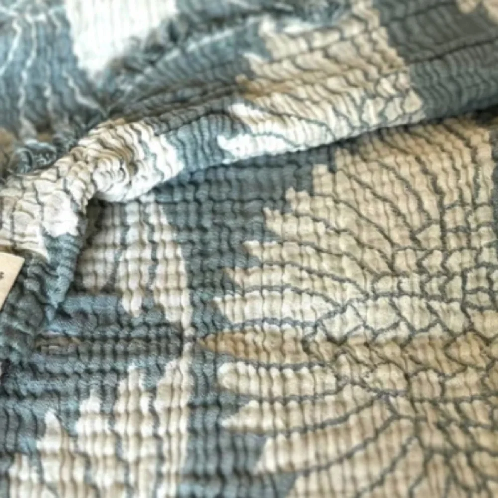 Luxury Bedspread King Organic Muslin Quilted 2 Side FLiPSiDE Peacock Teal Crane